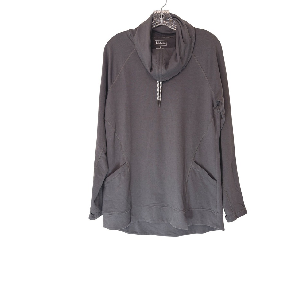 L.L. Bean Funnel Neck Pullover Women's Gray Casual basic Cotton Blend Medium